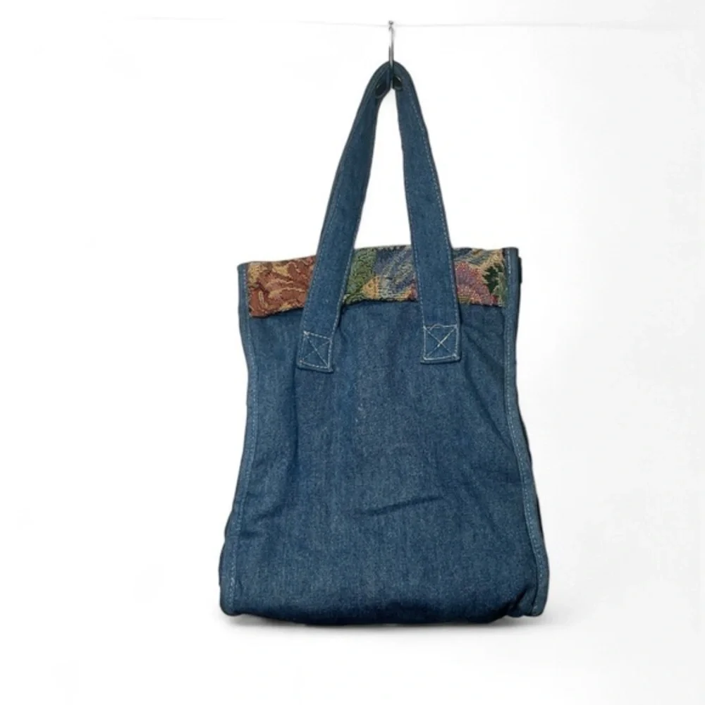 Vintage Carter's Denim Floral Jacquard Mini Diaper Bottle Bag